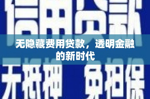 广河无隐藏费用贷款，透明金融的新时代