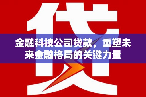广河金融科技公司贷款，重塑未来金融格局的关键力量