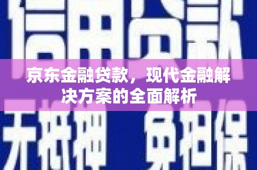 广河京东金融贷款，现代金融解决方案的全面解析