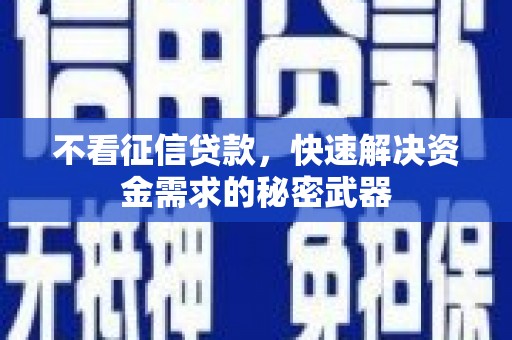 广河不看征信贷款，快速解决资金需求的秘密武器