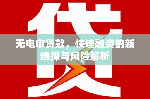 广河无电审贷款，快速融资的新选择与风险解析
