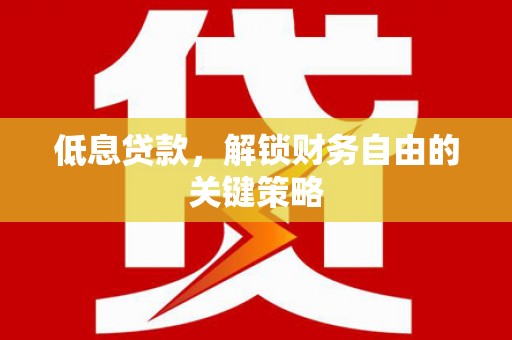 广河低息贷款，解锁财务自由的关键策略