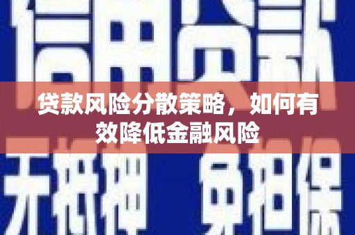 广河贷款风险分散策略，如何有效降低金融风险