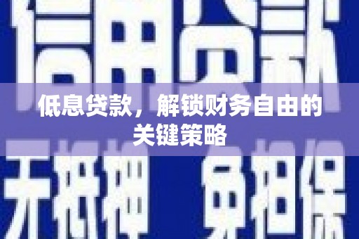广河低息贷款，解锁财务自由的关键策略
