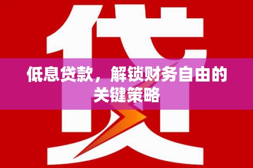 广河低息贷款，解锁财务自由的关键策略