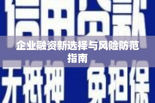 广河企业融资新选择与风险防范指南